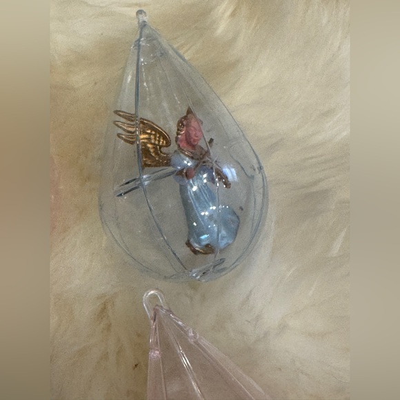 Set of 4 Vtg 50s Jewelbrite Teardrop Angel with Violin, Diorama ornament - Picture 4 of 6